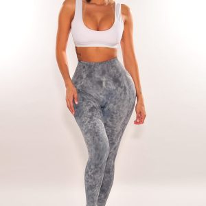 HMS Fit: Charcoal Acid Wash High Waist Scrunch Butt Leggings - Image 2