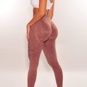 HMS Fit: Chocolate Acid Wash High Waist Scrunch Butt Leggings