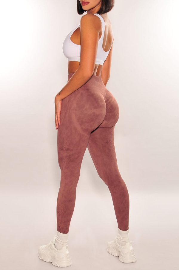 HMS Fit: Chocolate Acid Wash High Waist Scrunch Butt Leggings
