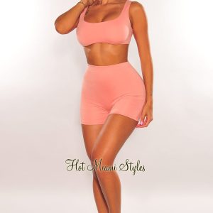 HMS Essential: Blush Crop Top Biker Shorts Two Piece Set - Image 3
