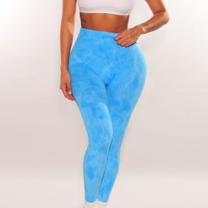 HMS Fit: Baby Blue Acid Wash High Waist Scrunch Butt Leggings - Image 2