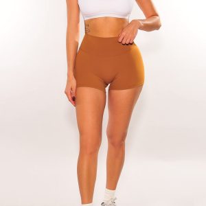 HMS Fit: Caramel High Waist Scrunch Butt Shorts - Image 3