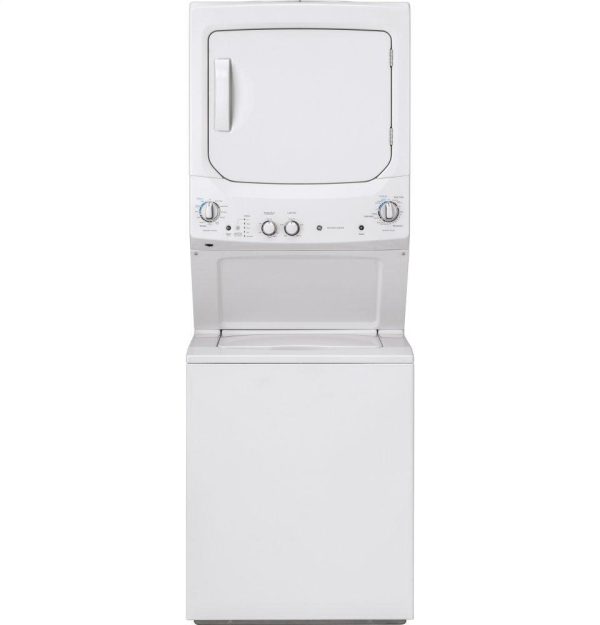 GE APPLIANCES GUV27ESSMWW GE Unitized Spacemaker® 3.8 cu. ft. Capacity Washer with Stainless Steel Basket and 5.9 cu. ft. Capacity Long Vent Electric Dryer