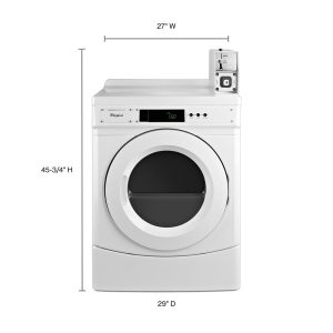 WHIRLPOOL CED9150GW 27" Commercial Electric Front-Load Dryer Featuring Factory-Installed Coin Drop with Coin Box White - Image 4