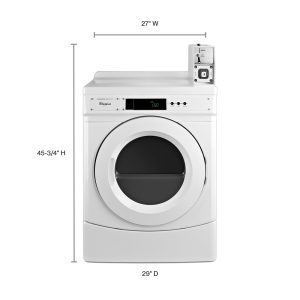 WHIRLPOOL CED9150GW 27" Commercial Electric Front-Load Dryer Featuring Factory-Installed Coin Drop with Coin Box White - Image 6