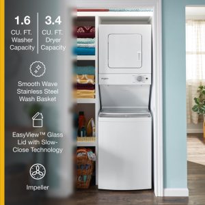 WHIRLPOOL WET4124HW 1.6 cu.ft, 120V/20A Electric Stacked Laundry Center with 6 Wash cycles and Wrinkle Shield - Image 48