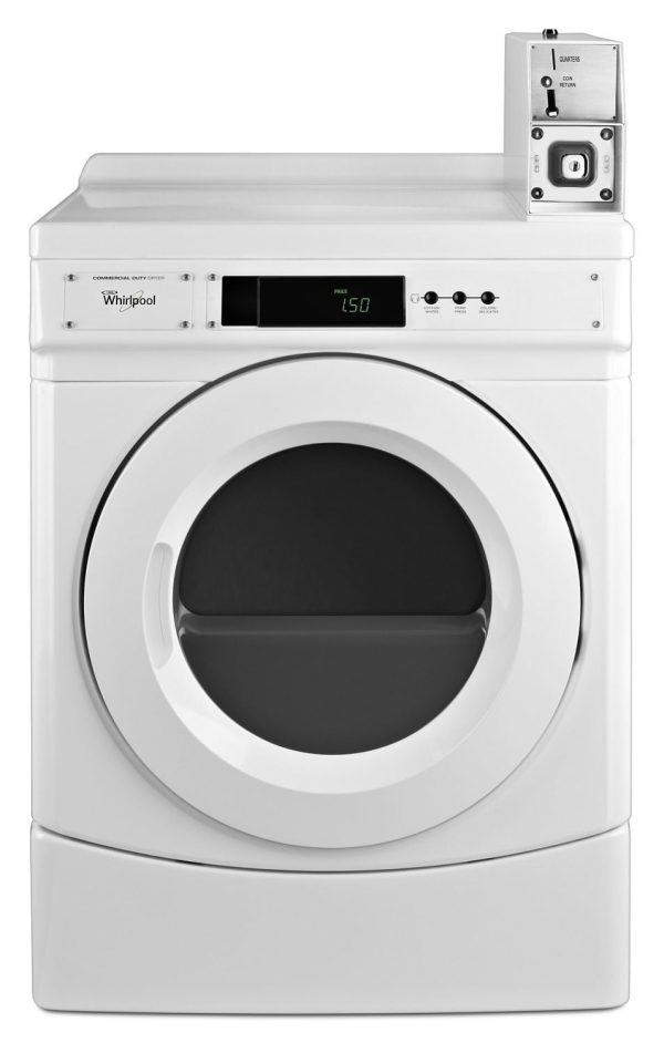 WHIRLPOOL CGD9150GW 27" Commercial Gas Front-Load Dryer Featuring Factory-Installed Coin Drop with Coin Box White